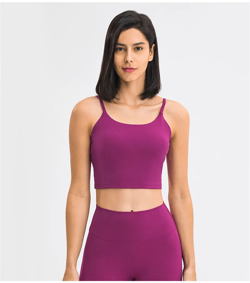 Solid Color Women Sports Bra Comprehensive Training Shockproof Halter Soft Sports Fitness Top Gym Yoga Chest Pad Comprehensive