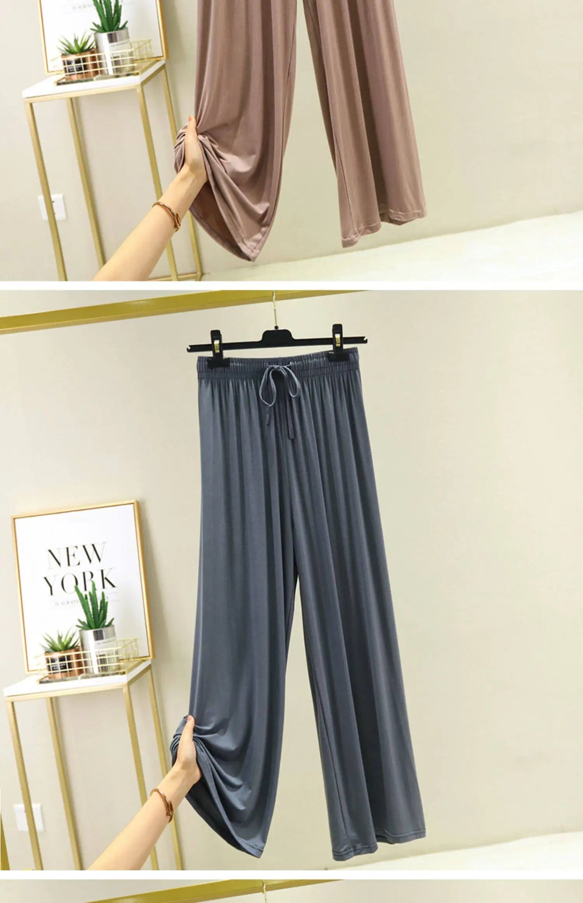 VGVFHZY Women's Wide Leg Pants High Waist Casual Loose Ice Silk