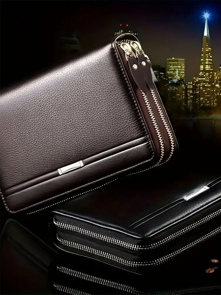 Mens Wallet Long Purse Leather Clutch Large Business Handbag Phone Card Holder Case Gift for Men Father Son Husband Boyfriend
