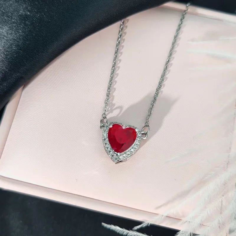 Arrow Through Heart Couple Pendant Necklace - Copper Zircon