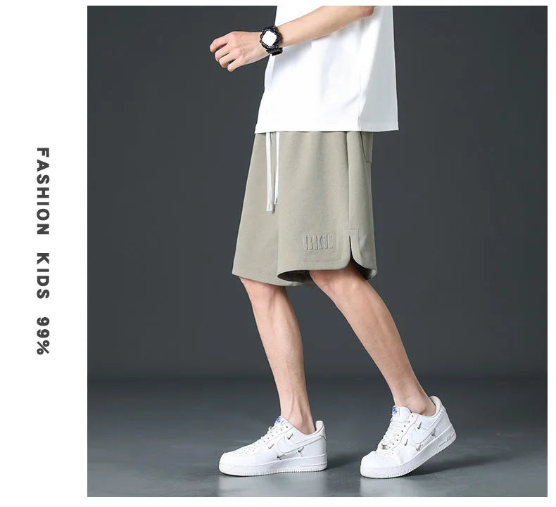 Loose Ice Silk Basketball Shorts Men's Summer Quick Dry Sport Mid-Pants American Breathable Casual Straight Loose Five-Quarter