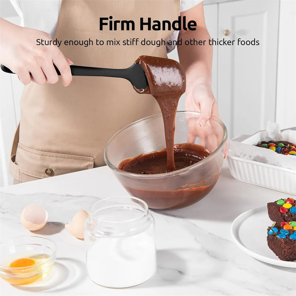 Juego de espátulas de silicona para cocina, espátula de silicona flexible de alta resistencia al calor de 315 °C con mango antideslizante para cocinar, mezclar, hornear, servir y revolver