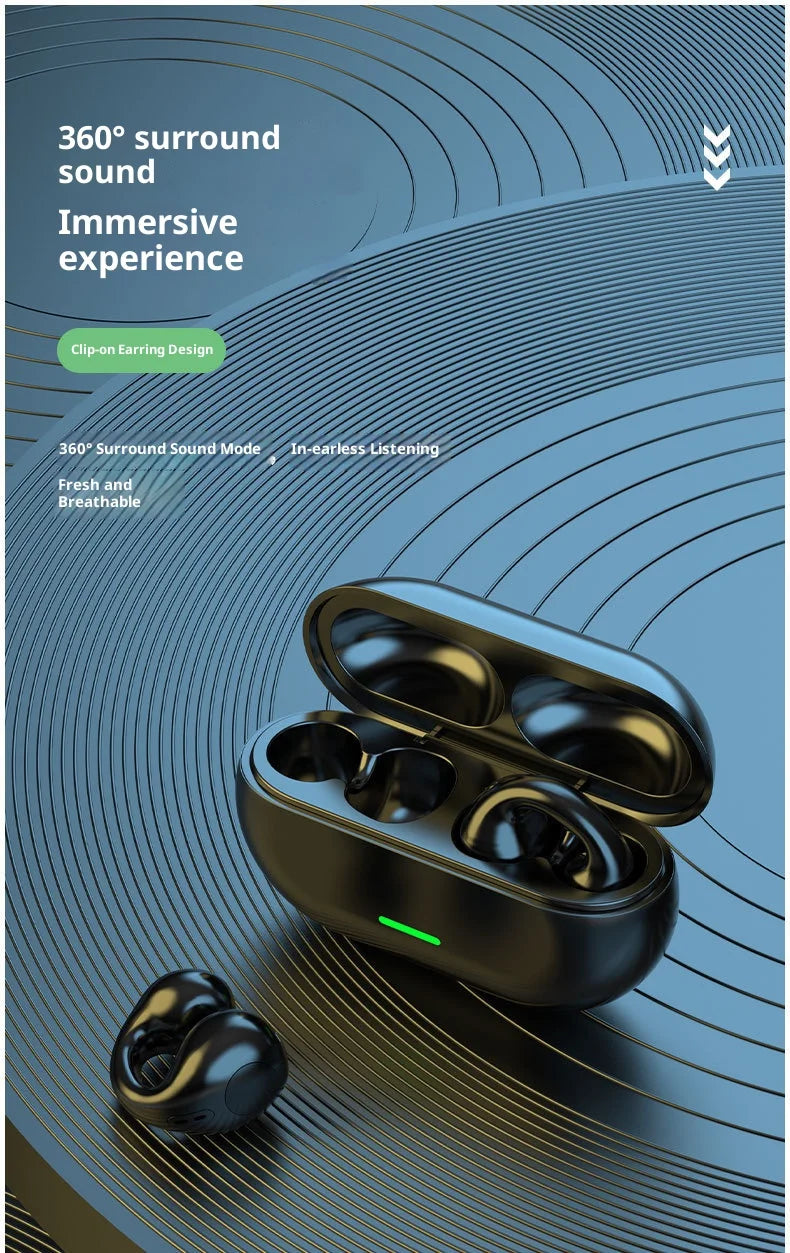 TWS Bluetooth Headset 5.3 Wireless Air Conduction Headphones Clip Ear Music Noise Canceling HD Call Sports For Xiaomi Earphone