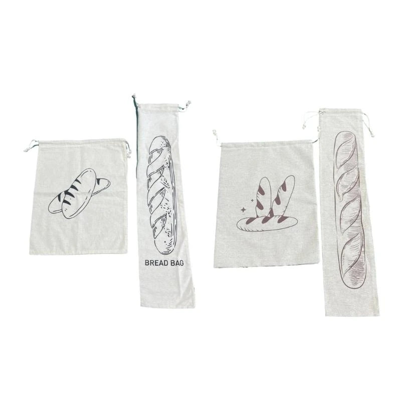 652F Bolsas de Lino Prácticas con Cordón para Pan Envasado Sostenible y Transpirable Perfectas para Pan, Frutas y Aperitivos