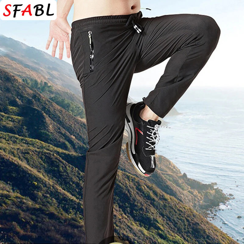 2 Pieces Lightweight Pants for Men's Summer Spring New Loose Elastic Trousers Quick Drying Outdoor Jogging Running Casual Pants