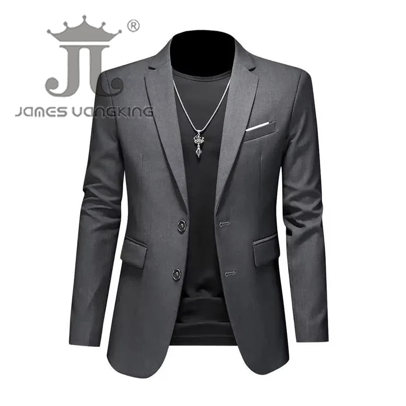 Boutique Fashion Mens Blazer Solid Color Premium High End Suit Jacket For Men Groom Wedding