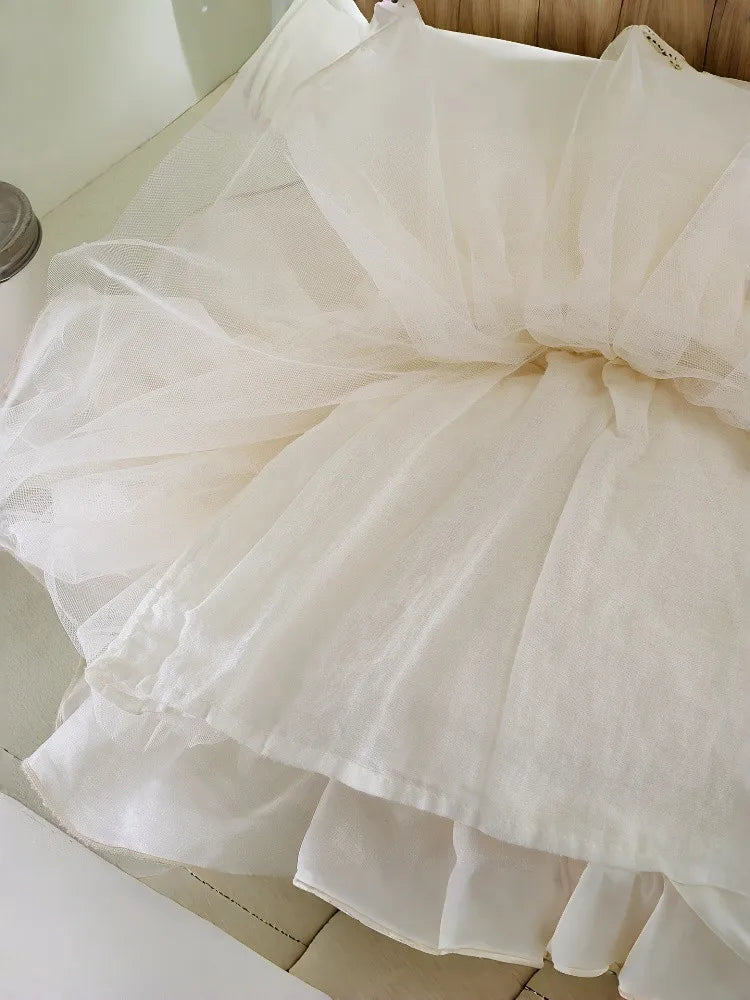 Girls Dress Temperament Princess Dress Sleeveless 2026 Summer New Girls Sequin Sweet Bow Puff Mesh Dress