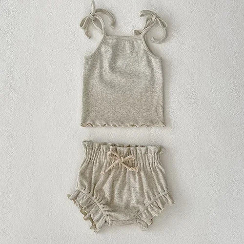 2026 New Summer 0-24M Toddler Baby Girl Clothes Suit Infant Baby Girls Clothing Set Sleeveless Solid Color Vest+Pp Shorts