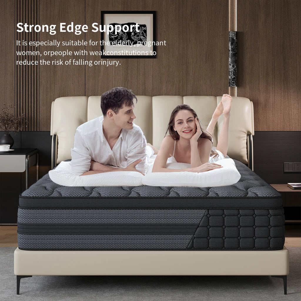 Queen King Mattress 12 Inch 14 Inch Twin Full Superior Firm Hybrid Mattress In A Box - Euro Top Luxury Mattress-Gel Memory Foam And Innerspring Hybrid Mattress For Motion Isolation, Edge Support