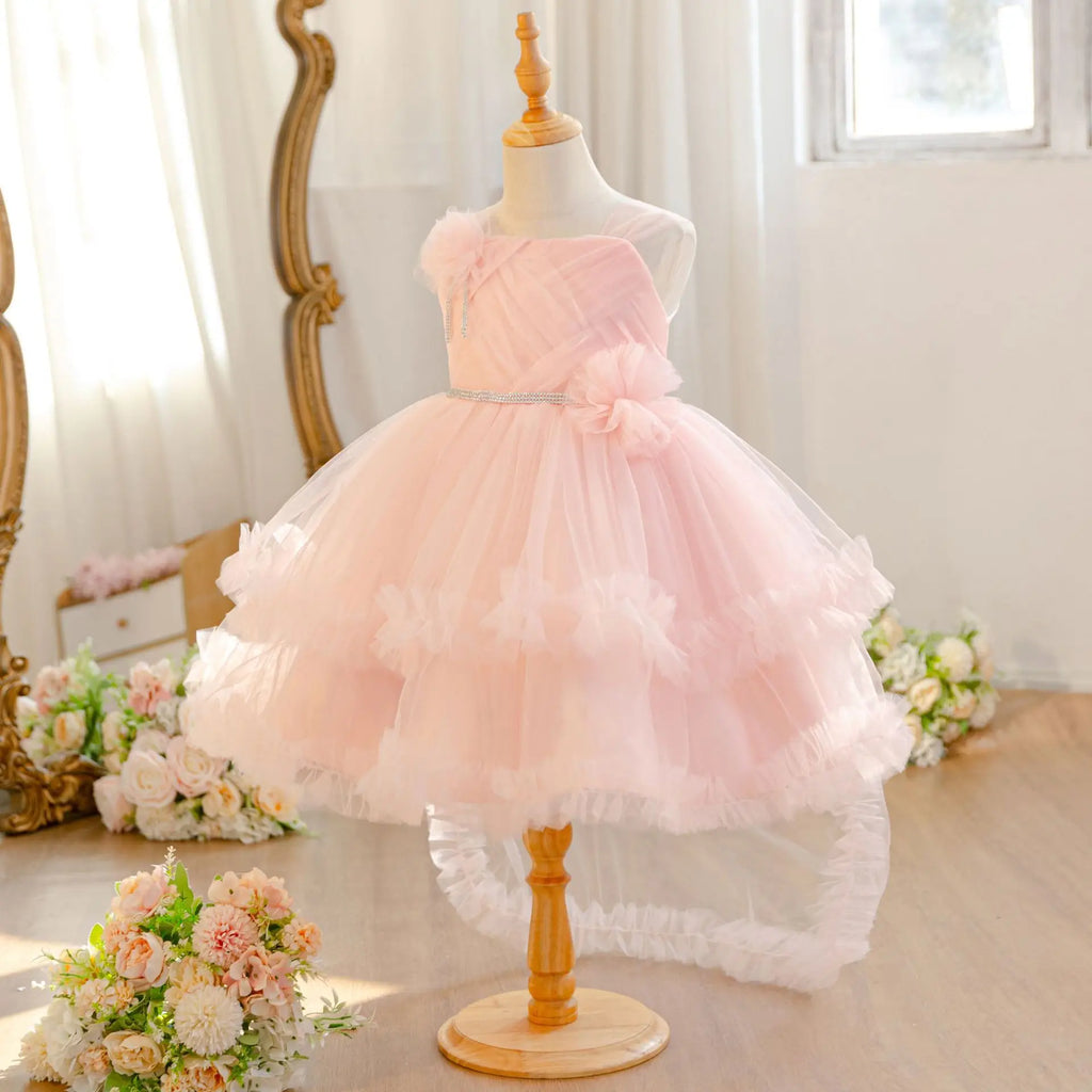 HETISO Baby Girls Princess Dress Summer Tulle Sleeveless Kids Wedding Birthday Party Performance Gown Costumes For Kids
