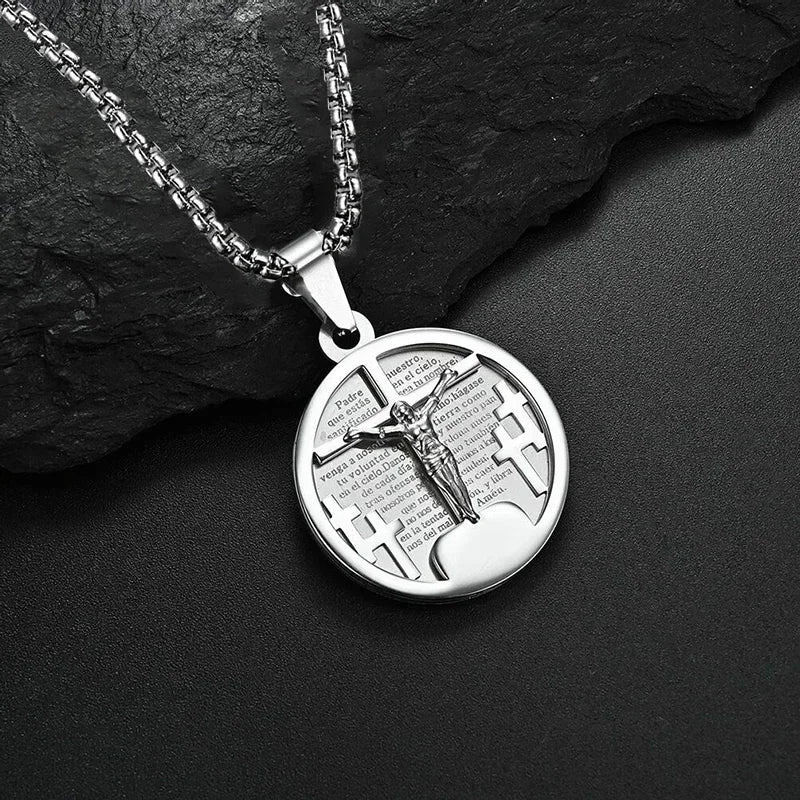 Christian Jesus Portrait Iced Out Necklace Pendant For Men And Women Cross Catholic Amulet Jewelry