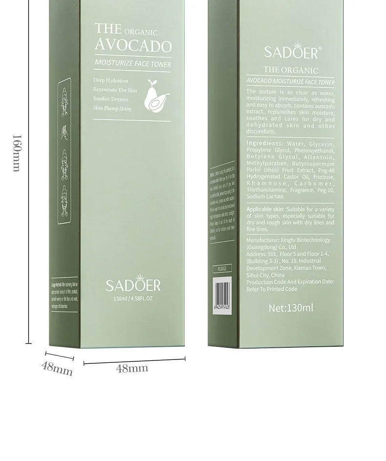 SADOER Avocado Skincare 6-Piece Set - Cleansing, Moisturizing, Care