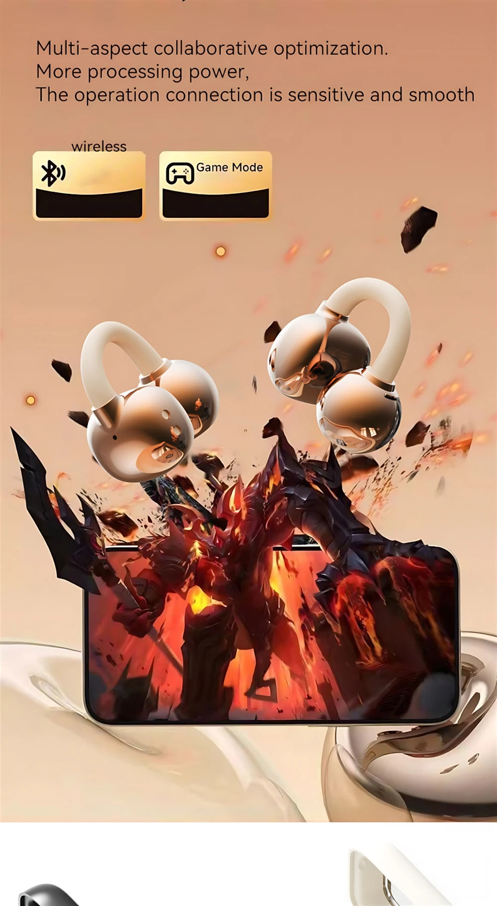 Twin Earphone Open In-ear Type HIFI Bass 2in1 Low-Latency Game Headset High-definition Electric Quantity Digital Display Earplug