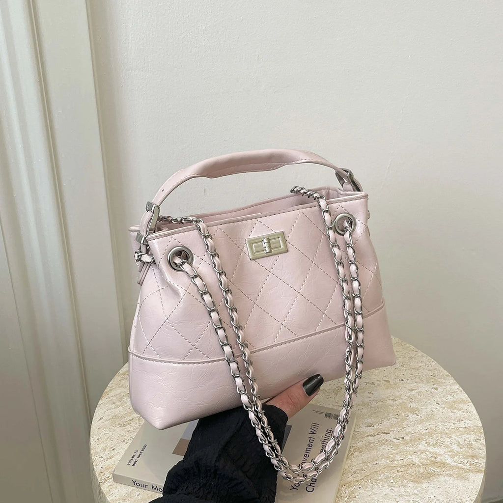 Korean Style Casual Women's Large Capacity Simple Tote Bag Fashion Trendy Underarm Leisure Handbag Daily Match PU Material