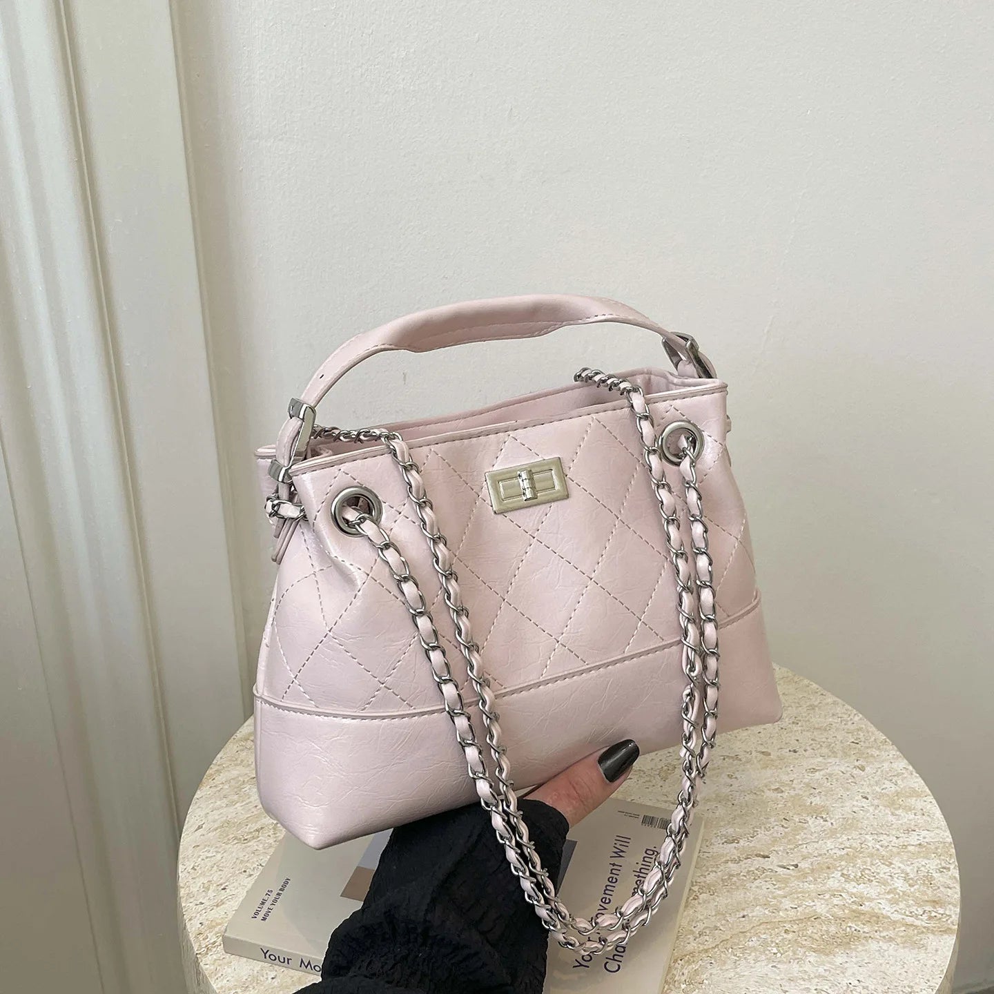 Korean Style Casual Women's Large Capacity Simple Tote Bag Fashion Trendy Underarm Leisure Handbag Daily Match PU Material