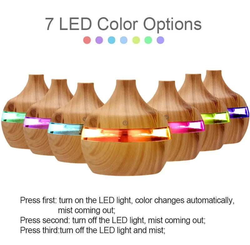 Suncolourful Ultrasonic Aroma Diffuser and Humidifier - 300ml Wood