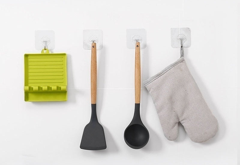Soporte de cucharas de cocina, estante organizador de tenedores y espátulas de plástico, soporte antideslizante para palillos y cucharas