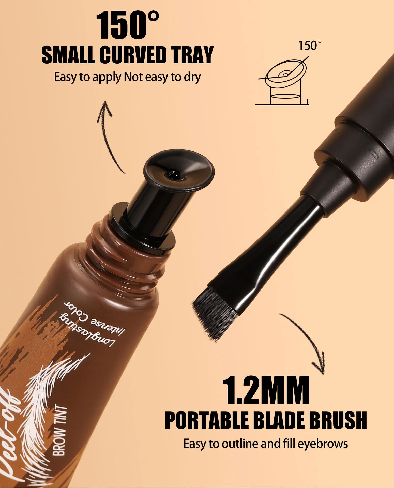 Eyebrow Tattoo Tint Semi Permanent Brow Tint Long-lasting Waterproof Natural Brown Liquid Eye Enhancers Brow Tattoo with Brush