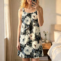 Elegant Oil Painting Floral Print Sleeveless Nightgown Women's Breathable And Comfortable Strap Night Dress Casual Home Pajamas