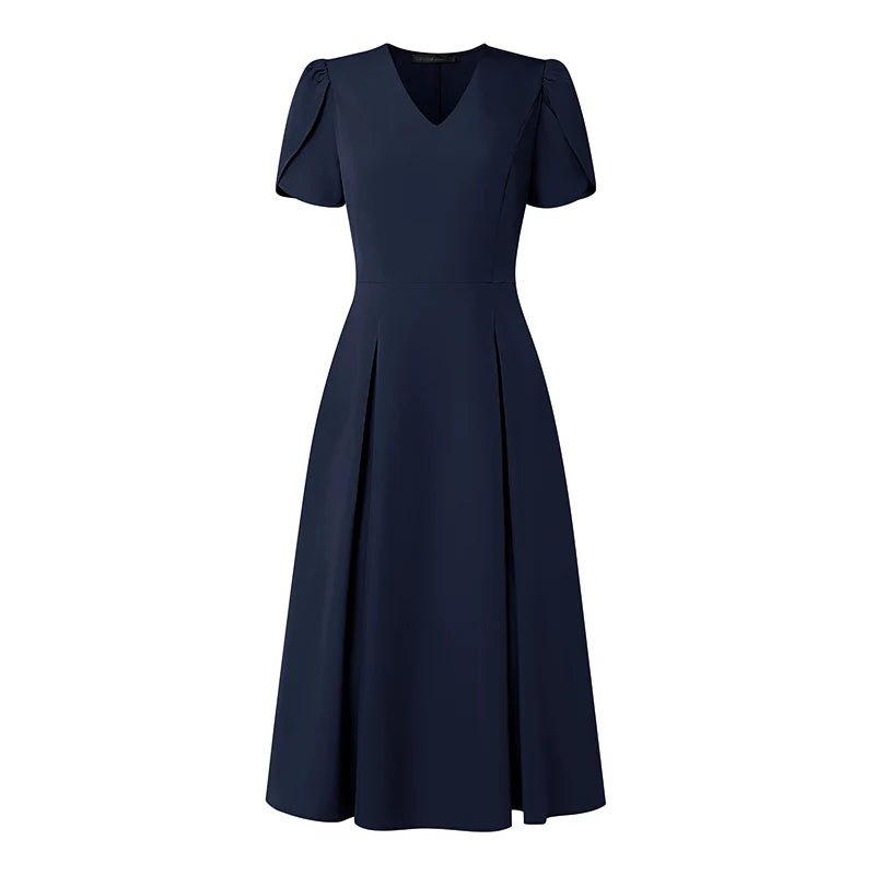 Elegant V Neck Petal Sleeve Sundress ZANZEA Women Summer Dress Stylish Solid A Line Pleated Holiday Dresses Casual OL Work Robe