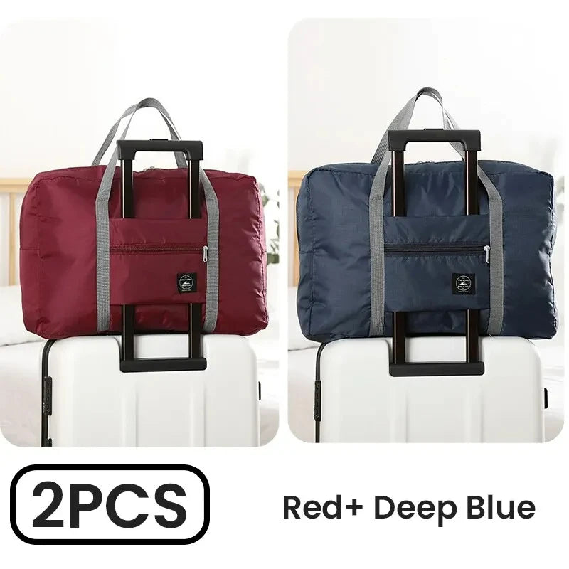 2-Pack Foldable Travel Duffel Bag - Oxford Carry-On Weekender Tote