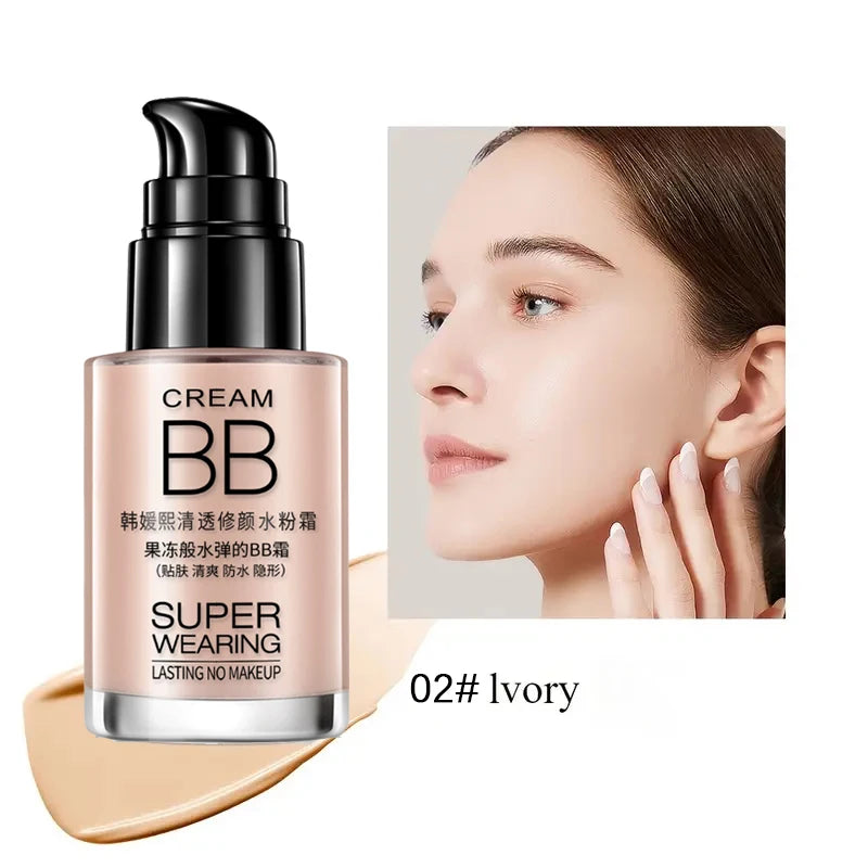 BB Crema Base Hidratante Impermeable de Larga Duración Correctora Para Todo Tipo de Piel Aspecto Natural