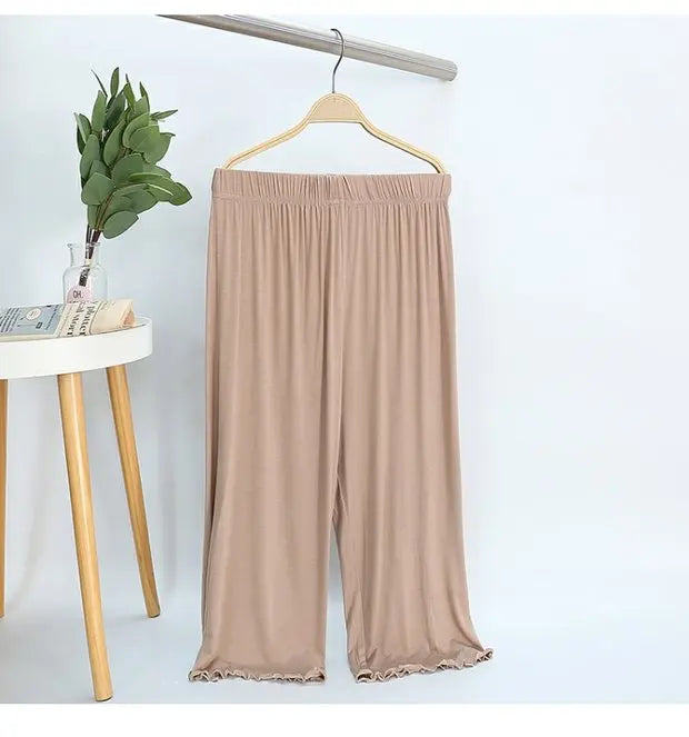 Modal Wide Leg Casual Pants - High Waist Lounge Trousers