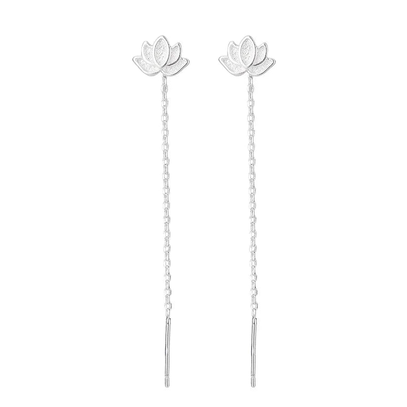 Rose Gold Threader Drop Earrings for Women Long Hanging Zircon Crystal Piercing Jewelry