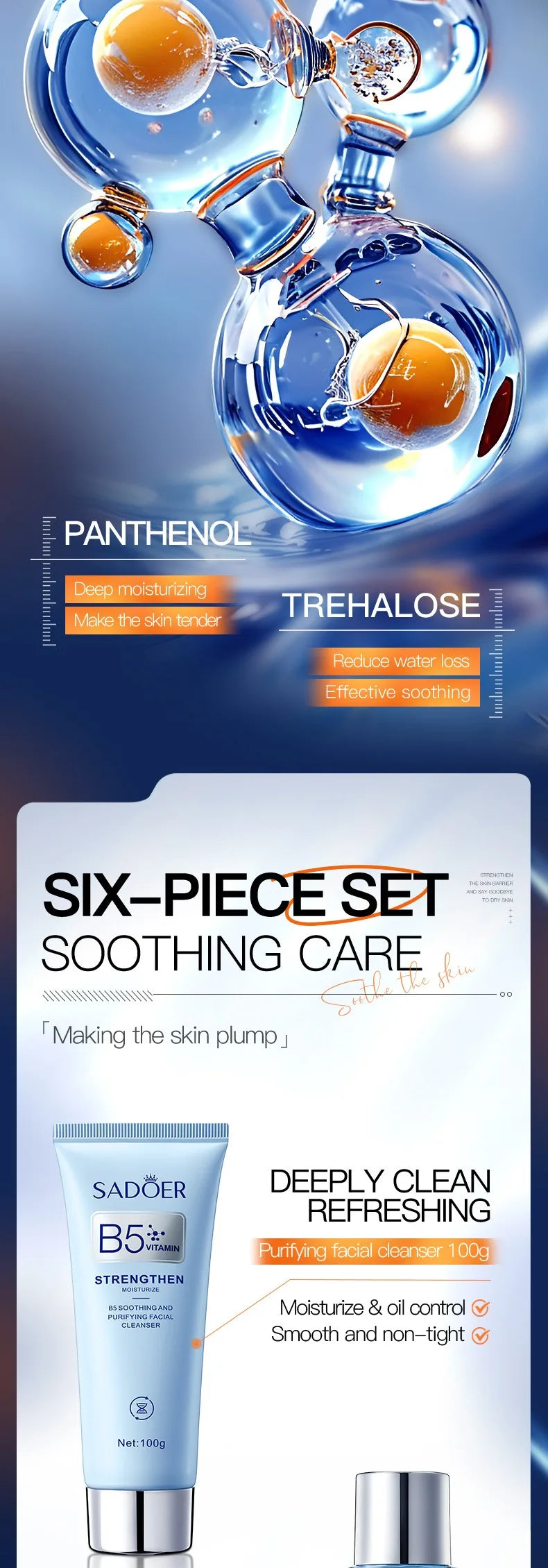 Vitamin B5 Moisturizing Anti-Wrinkle Skincare Set - Firming, Lifting Hydrating Face Kit for All Skin Types Skin care