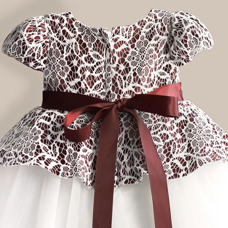 HETISO Lace Flower Girl Dress TUTU style Silk Belt Princess Kids Dresses 3 colors leopard Girls Party Dress for 1-6T