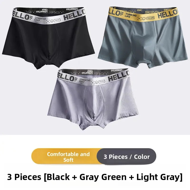 Men'S Mid-Waist Thin Sports Briefs Breathable Comfortable Large Size Boxer Shorts Youth Comfortable Flat Angle Underwear