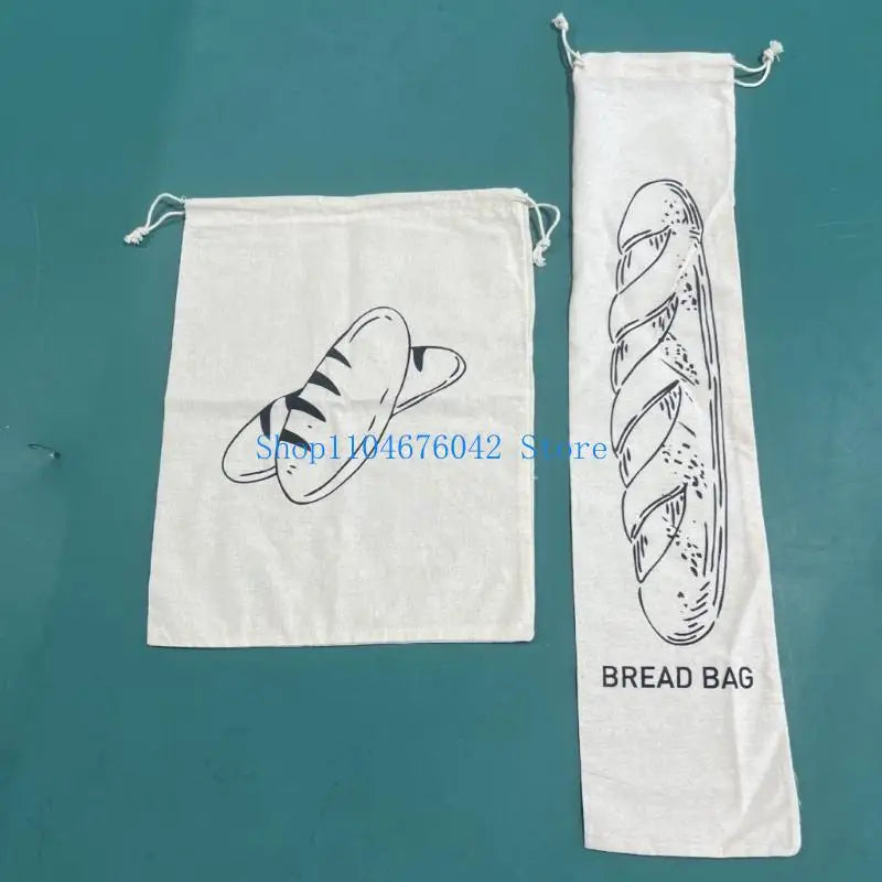 652F Bolsas de Lino Prácticas con Cordón para Pan Envasado Sostenible y Transpirable Perfectas para Pan, Frutas y Aperitivos