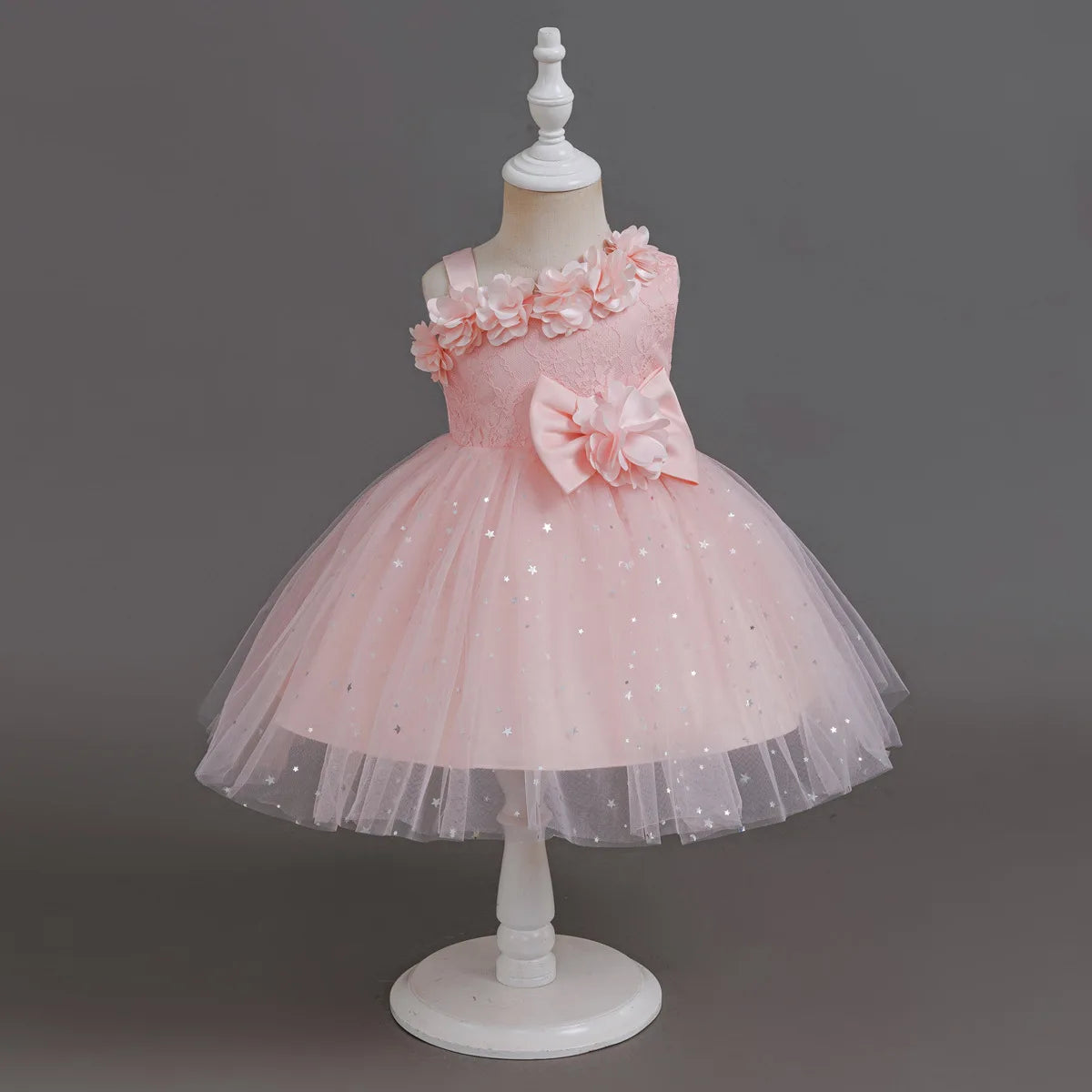 HETISO Baby Girls Dress Sling Elegant Kids Star Printed Birthday Party Ball Gown Children Costume Gown 6M-3 Years