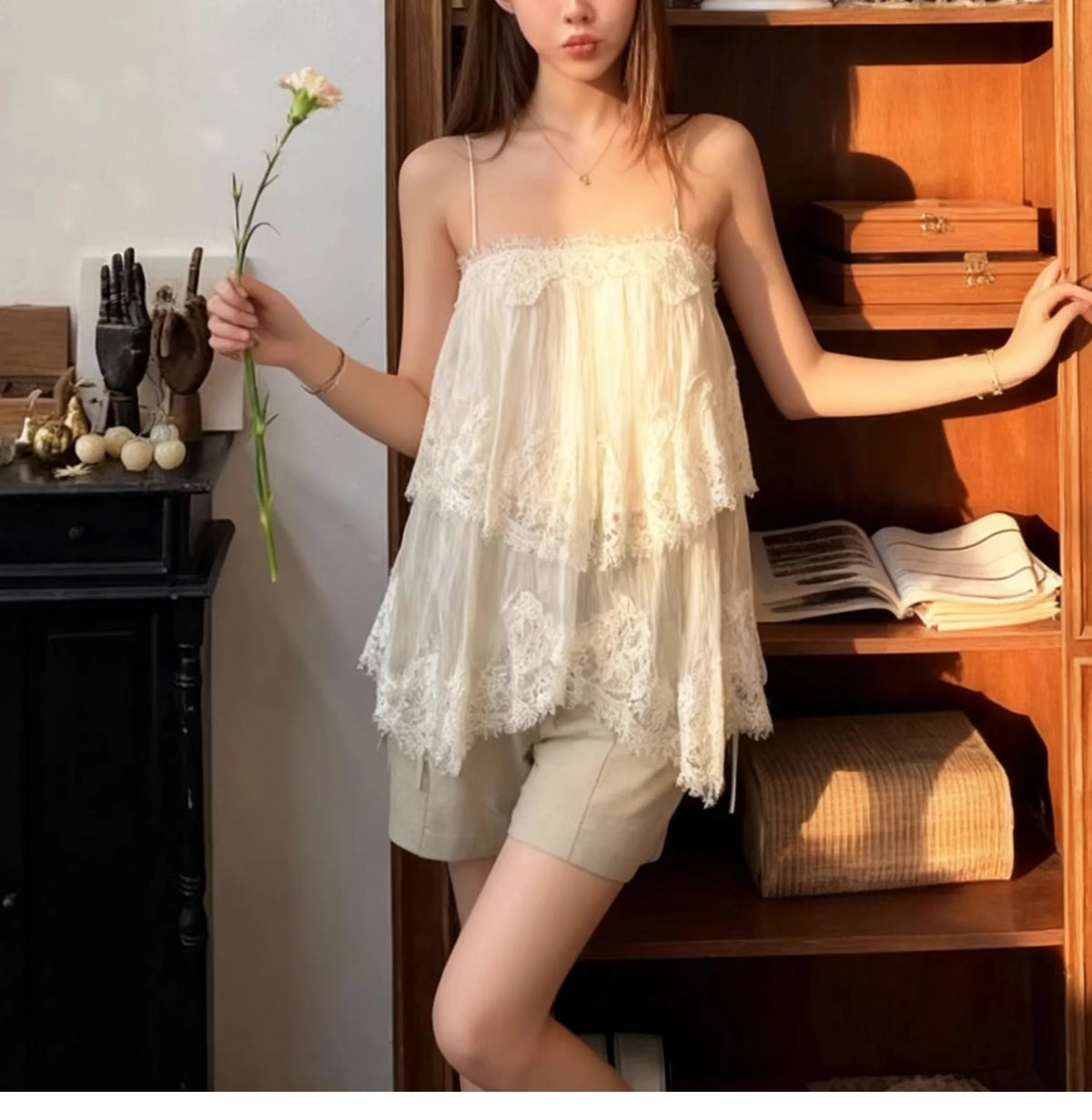 Exclusive Color Dyeing Heavy Work Multi-Layer Skirt Long Dress Women's Commute Style Sleeveless Outdoor Casual Polyester Fiber