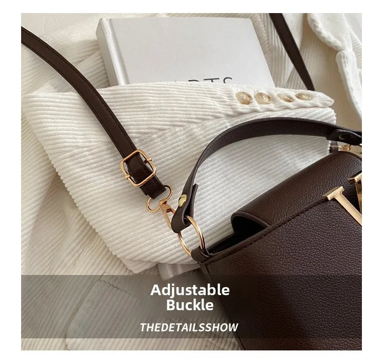 Minimalist Square Shoulder Bag - Women's PU Crossbody Handbag