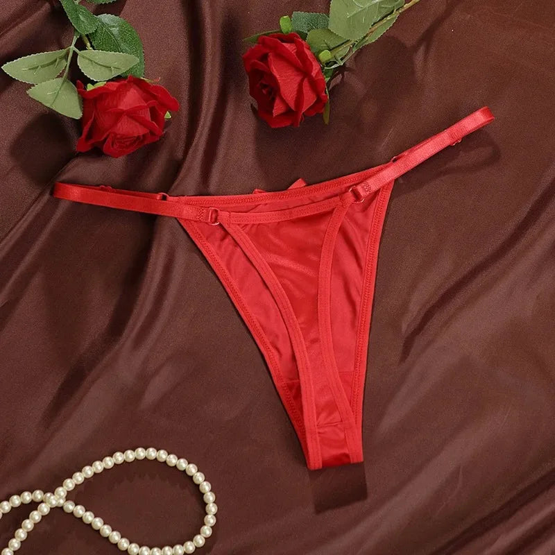 Sexy Women's Satin Soft G-Strings Thongs T-Panties Low Waist Bow Briefs Shorts Comfortable Female Underwear Трусы Женские