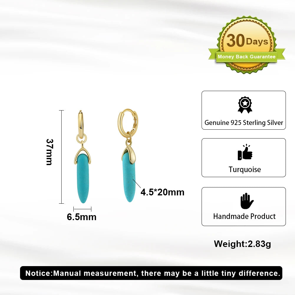 ORSA JEWELS Minimalist Turquoise Drop Earrings for Women's High-end Accessories Bohemian Vacation 925 Silver Earrings GME44