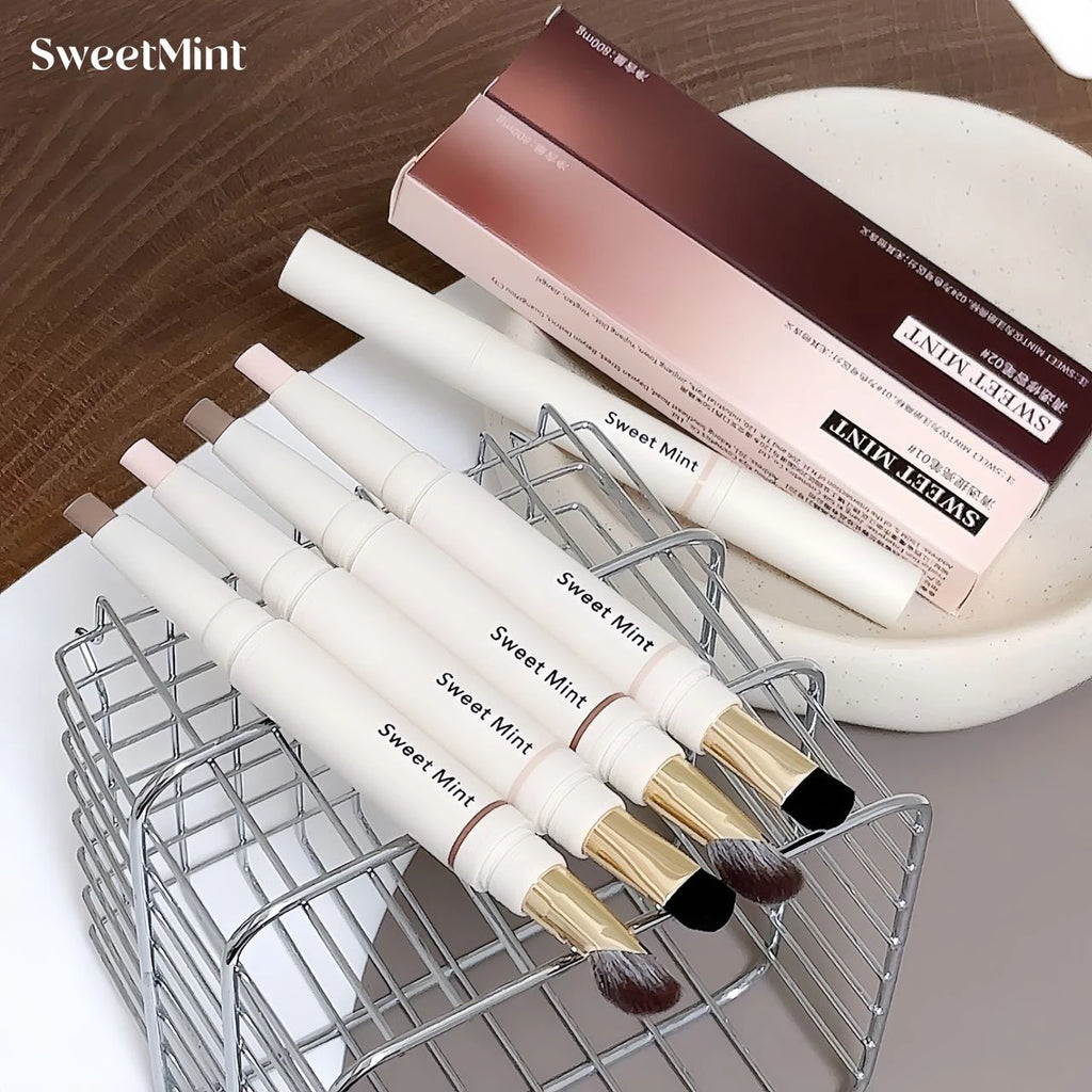 Dual-Ended Face Contour & Highlight Stick 3D Nose Shadow with Smudge Brush Silky Smooth Concealer Pen Natural Sculpting Makeup