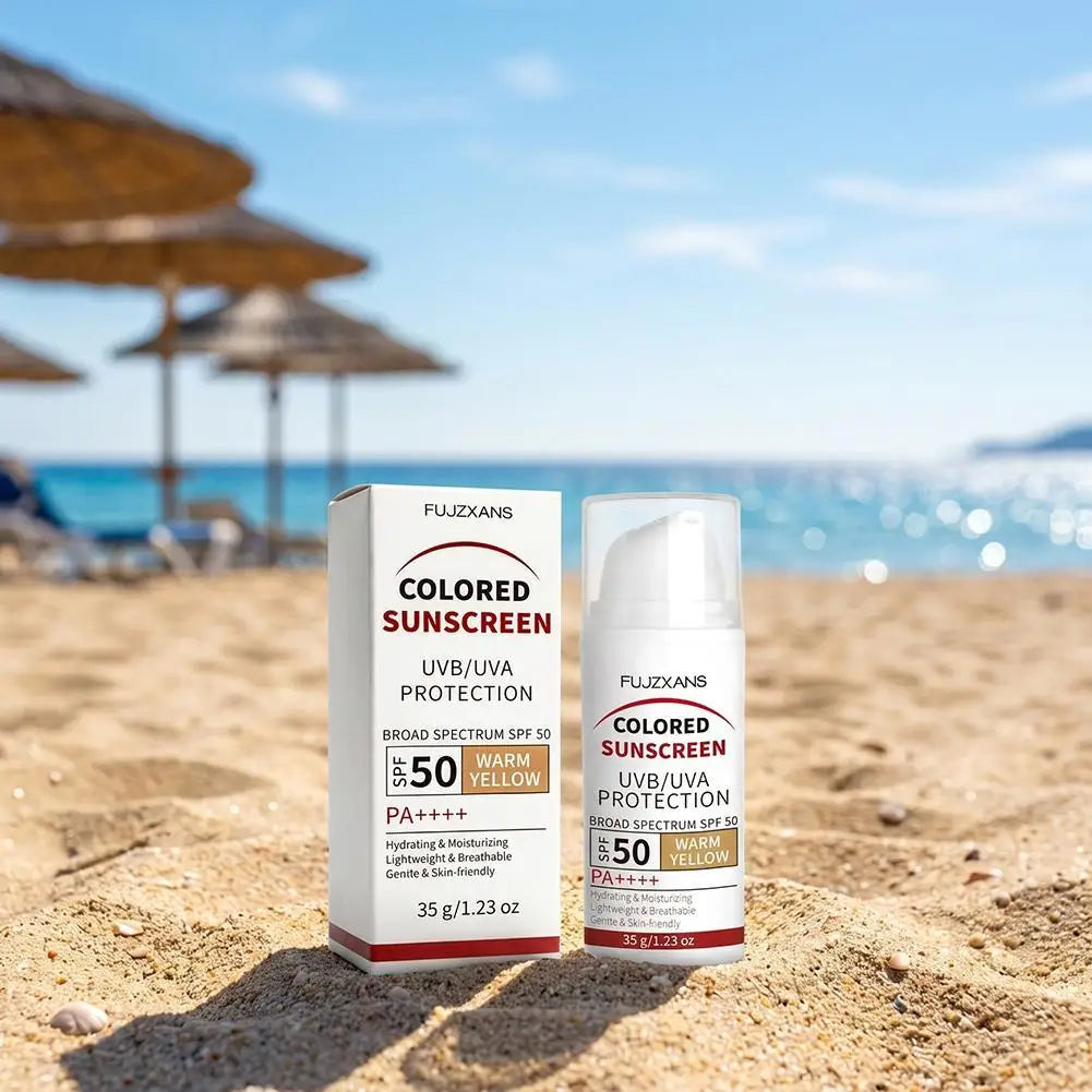 Colored Sunscreen UVB/UVA Protection Broad Spectrum SPF 50 Hydrating Lightweight Breathable Gentle Skin-Friendly Isolation Cream
