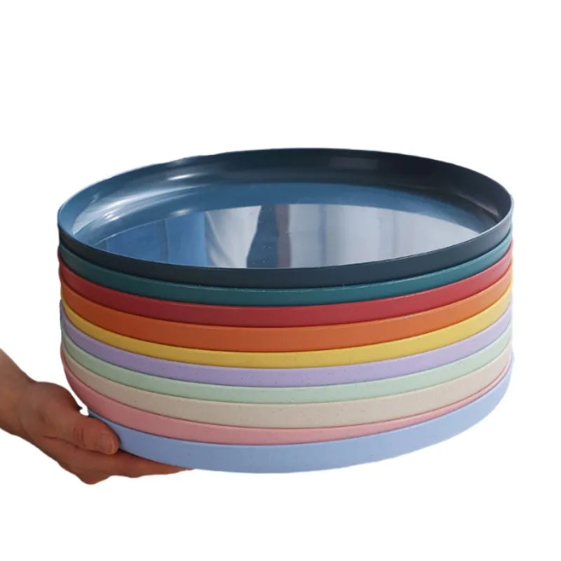 1/4/6PCS Nordic Wheat Straw Plate Fruit Plate Vegetable Plate Plastic Bone Spitting Plate Dry Fruit Plate Tableware Large Plate