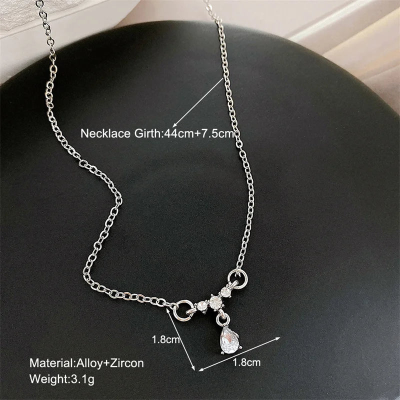 Sparkling Necklace Trendy Chain Choker for Women Fashion Brilliant Crystal Silver Plated Necklaces Accessories Jewelry Gift 2024