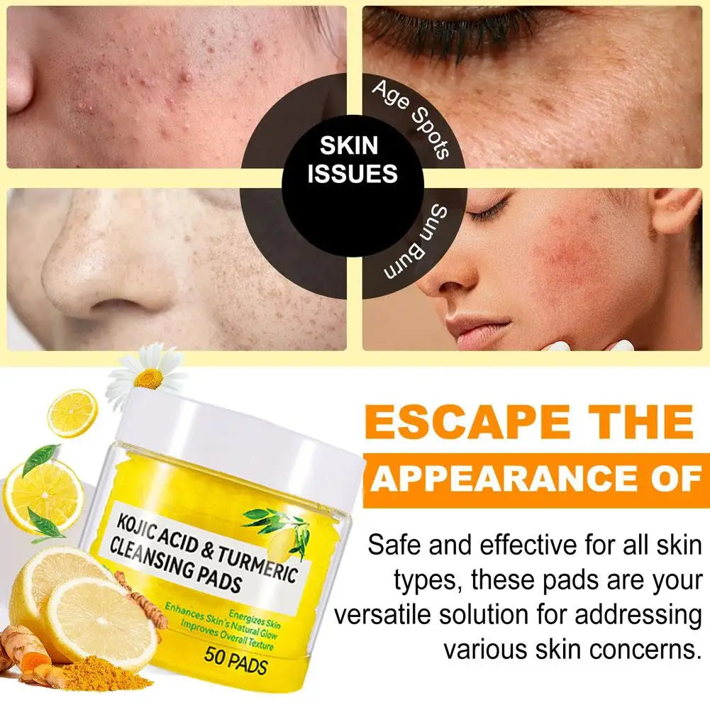50pads Turmeric VitaminC Clay Mask Deep Cleansing Facial Improves Dark Spots Hydrating Skin Care Tightens Skin Evens Skin Tone