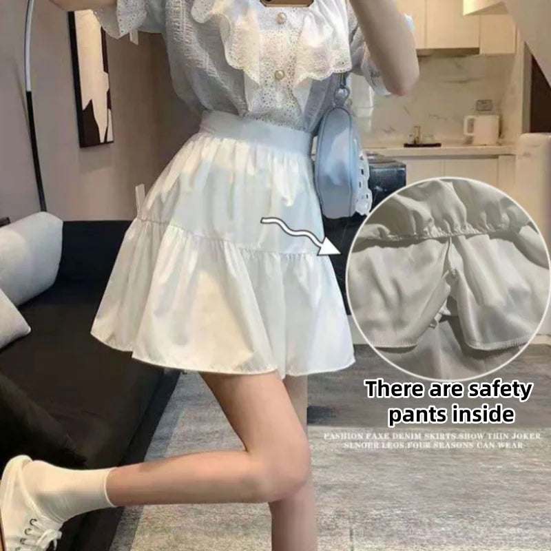 Japanese Y2k Cute Ruffled Plaid Skirt Punk Rock Subculture Cake Skirts Japanese Preppy Style Casual New Women Skirts Lolita Lace