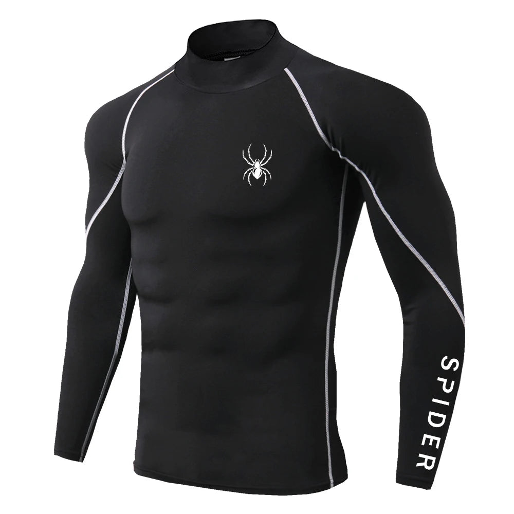 Men's Long Sleeve Compression Shirt Gym Fitness Athletic Undershirt Elastic Sport Running Tops