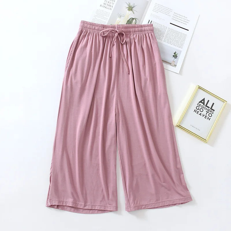 Btsukimi Women's Modal Blend Pajama Pants - Loose Cropped Sleepwear