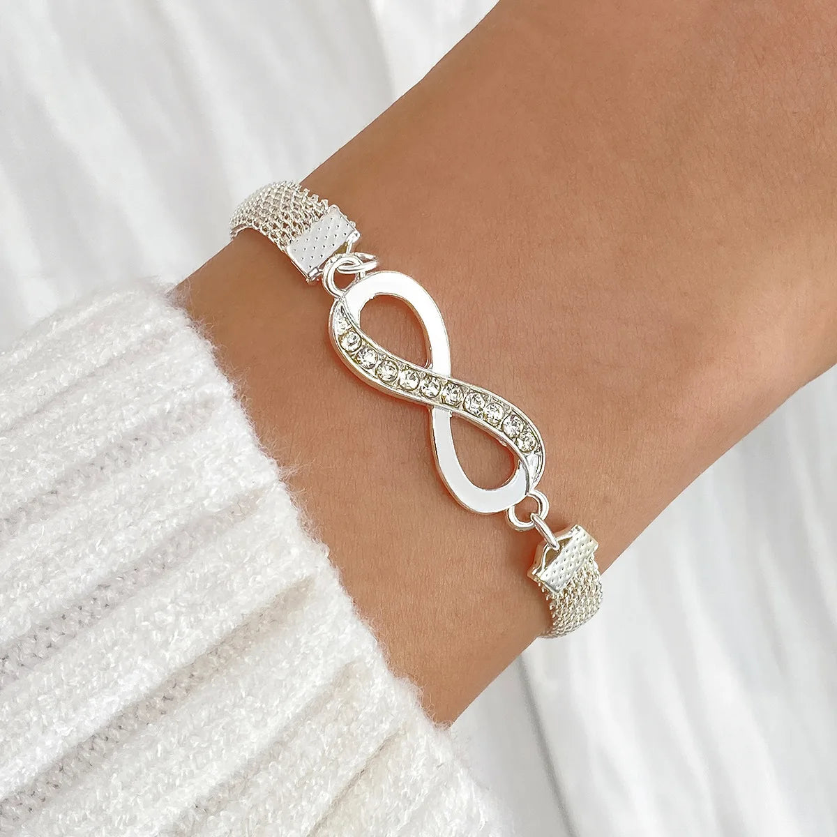 Vintage Infinity Heart Crystal Rhinestone Bracelet Set For Women'S Female Gold Color Metal Adjustable Bracelets Fashion Jewelry