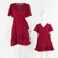 Summer 2026 Polka Dot Print Mom and Daughter Matching Clothes Ruffles Lace-up Dresses Short Sleeve Mini Dress Cute Holiday Look