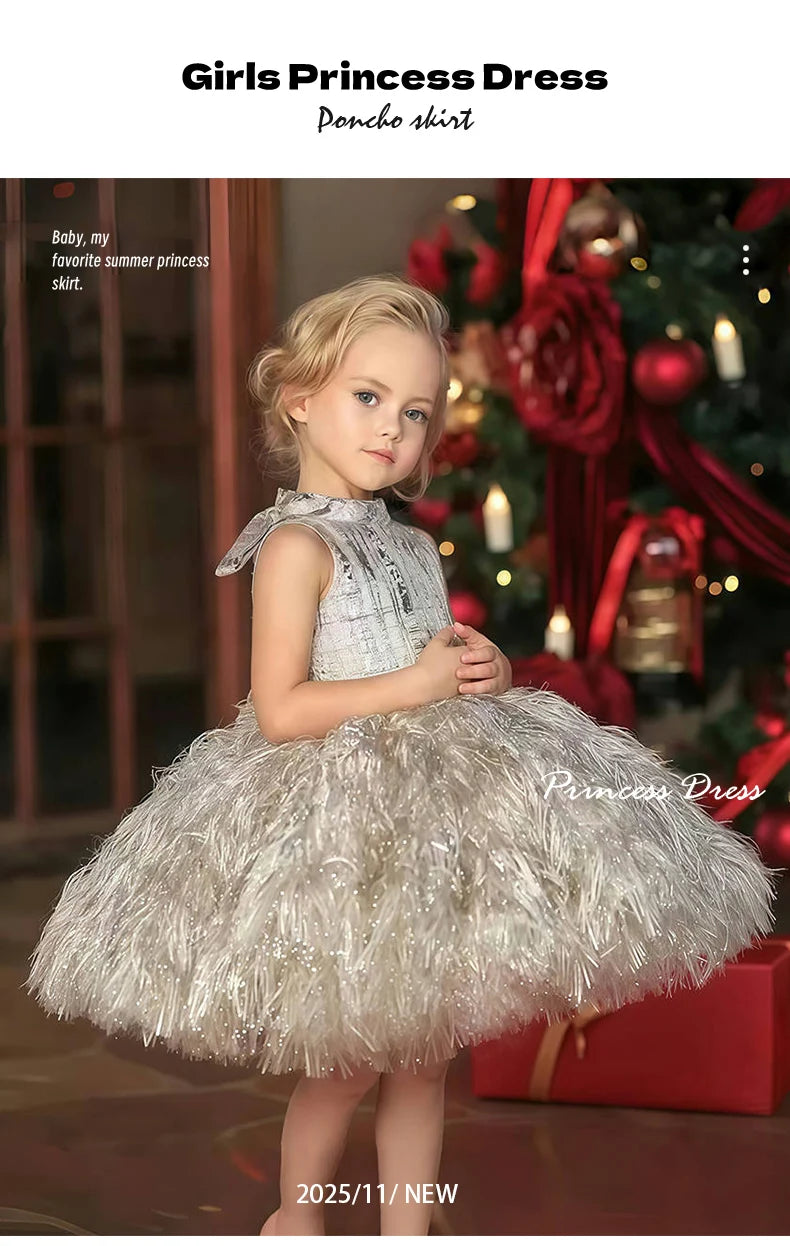 Girls' Birthday Party Princess Dress, Children's Important Holiday Piano Performance Costume, Flower Girl Wedding Dress, Dress