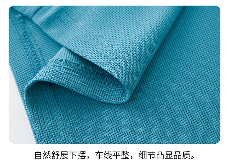 New Men's Casual Waffle Short Sleeve Polo Shirt Fashion Solid Color Top
