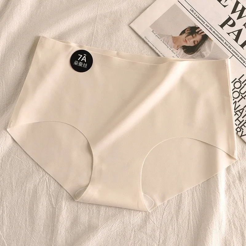 6pcs Seamless Mulberry Silk Panties Women's Ultra-thin Underwear Sexy High-elastic Soft Breathable Female Daily Panties